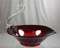 Vintage Duncan Miller Art Glass Swan Bowl