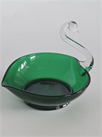 VTG MCM ART GLASS EMERALD GREEN SWAN-VERY NICE