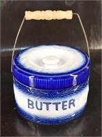 Blue & White Butter Crock Wire Bail Handle