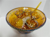 CARNIVAL GLASS PUNCH BOWL SET