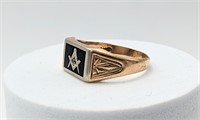 Antique Mason 10K Gold Rectangular Ring, 8 1/2