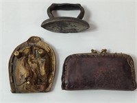 CHANGE PURSE, IRON,  BRASS HORSE SHOE COLLECTIBLE