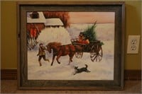 Christmas Tree in 1 Horse Open Sleigh Painting