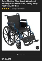 Drive Medical Blue Streak Wheelchair (NEW)