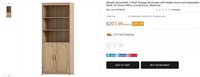 E2253 5 Shelf Storage Bookcase with Rattan Doors