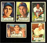 1952 TOPPS BASEBALL LOT  # 5,111,124,205,229 -NICE