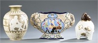 3 Bohemian / Austrian art pottery vases.