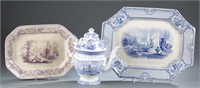 3 pieces of English transferware porcelain.