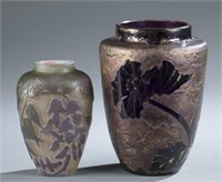 Two art glass vases, incld. Galle. Early 20th c.