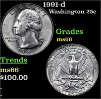 1991-d Washington Quarter 25c Grades GEM+ Unc