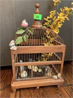 PRETTY VTG WOOD AND METAL BIRDCAGE