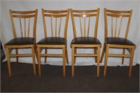 Set of 4 maple side chairs with faux leather seats