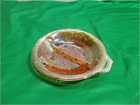 1950's Indians Glass Amber 2-part Relish Dish