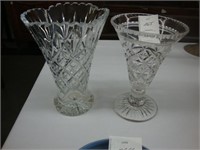 Two cut crystal vases.