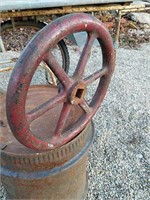 Vintage cast iron steam engine valve wheel
