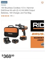 Ridgid 18V 1/2" Drill/Driver Kit