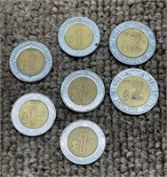 5 Mexican coins