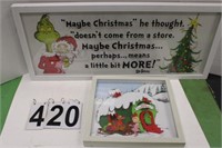 Pair of Grinch Christmas Signs