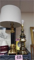 BLACK & BRASS TABLE LAMP 29 IN & BRASS LAMP 20 IN