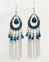 Pretty Blue Dangly Crystal Earrings