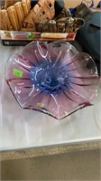 EGERMANN ART GLASS DISH, 14" DIA