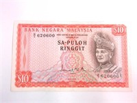 Malaysian 10 Dollar Bank Note