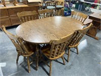 Kitchen Table, 2 Leaves & 6 Chairs 65 1/2" W x 42"