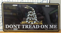Don't tread on me. USA made license plate tag