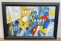 Framed & Signed Abstract Oil Painting on Canvas