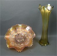 Two N'Wood Carnival Glass Items