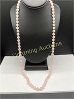 HAND KNOTTED ROSE QUARTZ BEAD NECKLACE