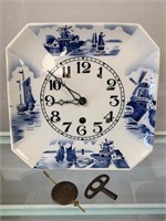 Vintage Blue Delft Plate Wall Clock