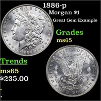1886-p Morgan $1 Grades GEM Unc