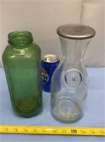 Vintage Water Juice Green Glass No Lid Reusable