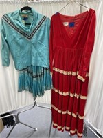 Red Full Length Dress Sz 5 & Blouse/Skirt Set