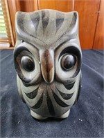 Tonala Mexico Pottery Owl Hand Painted Gray