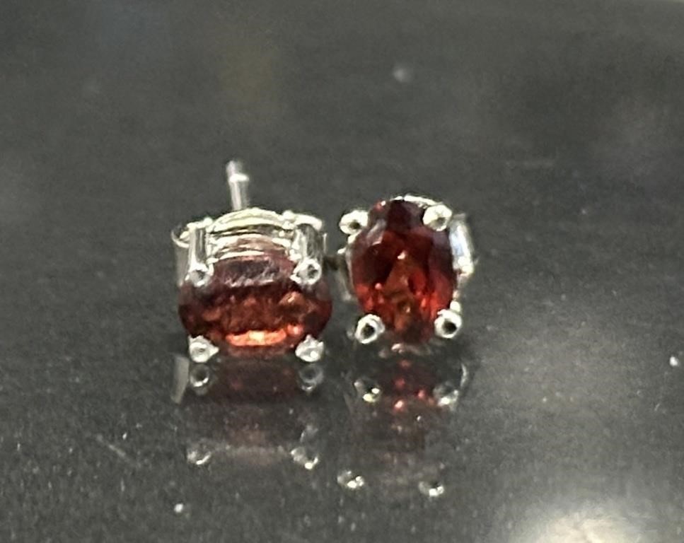 925 Sterling Silver Garnet Earrings