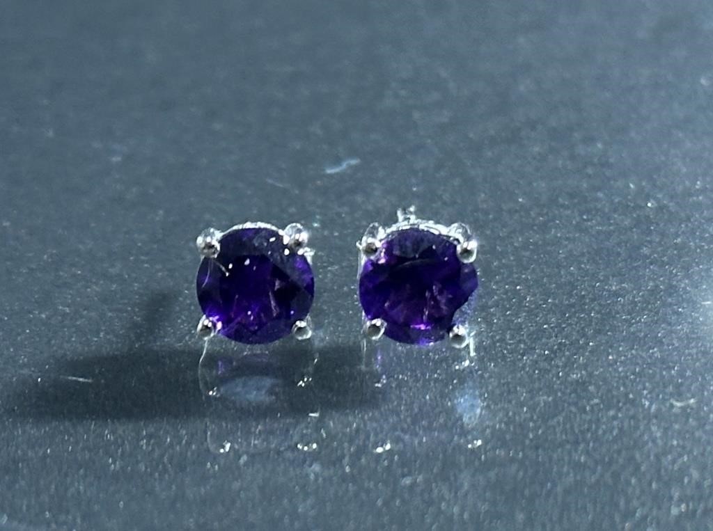 925 Sterling Silver Amethyst Earrings