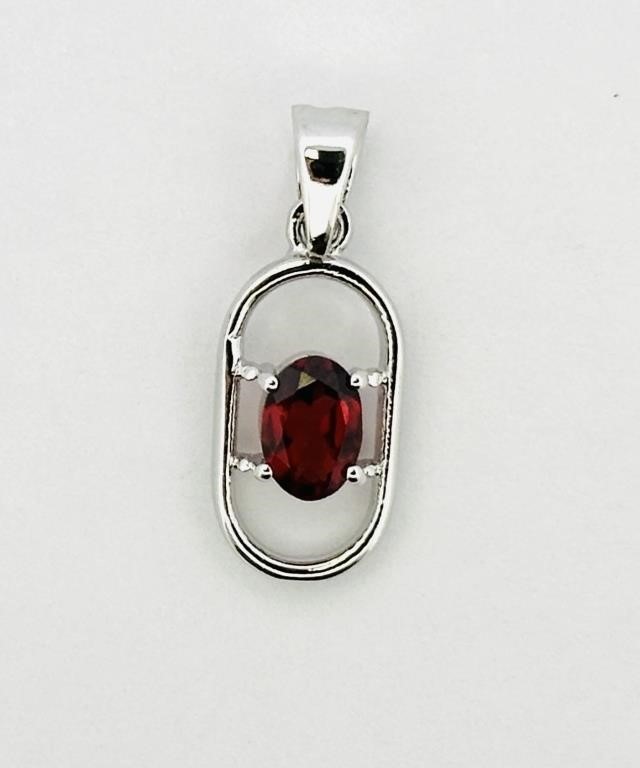 925 Sterling Silver Garnet Pendant