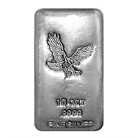 10 Ounce - Hand Poured .999 Fine Silver Bar