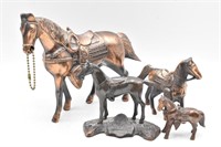 (4) Vtg. Copper Finish Cast Metal HORSE & SADDLE
