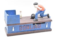 Cast Iron Mechanical Bank, Bowling Man original