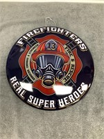 Metal Fire Fighters Button Sign