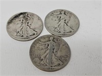 3 - 90% WALKING LIBERTY HALVES