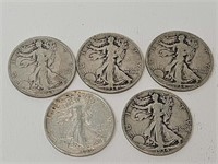 5 - 90% WALKING LIBERTY HALVES