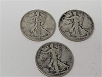 3 - 90% WALKING LIBERTY HALVES