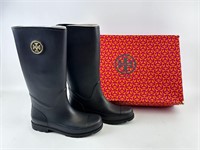 Tory Burch 'Sara' Black Rain Boots With Box Sz 11