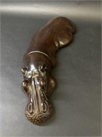 Dark Wood Carved Half Hippopotamus