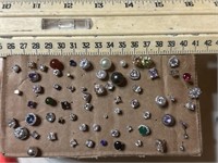 65 STERLING 925 silver stud earrings w 3 diamonds