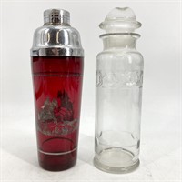 Ruby Depression Glass Cocktail Shaker & Decanter